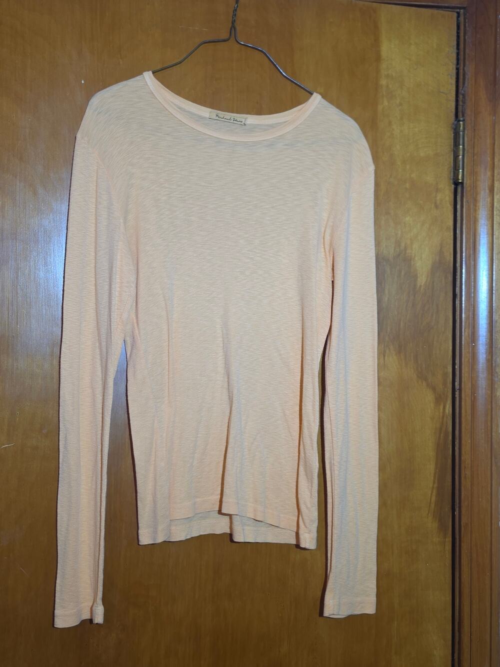 Michael Stars Pastel Peach Slub Knit Long Sleeve Tee Top One Size OS